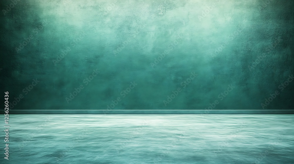 Teal room, empty floor, grunge wall, background Teal room, empty floor, grunge wall, background