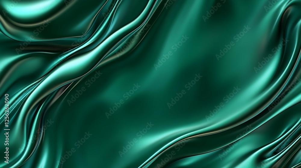 Obraz premium Teal silk fabric drapes, abstract background