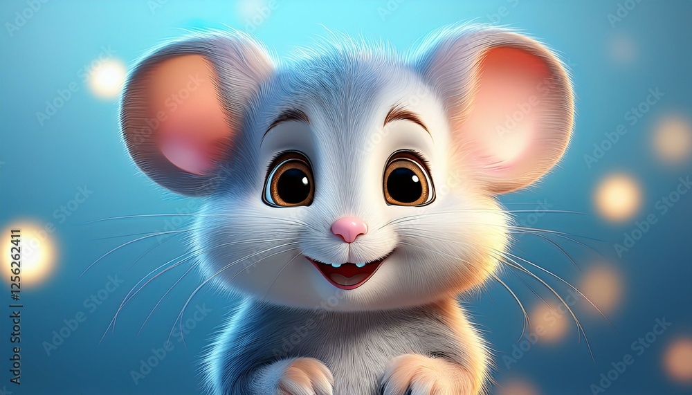 Kleine süße Maus, blauer Hintergrund Kleine süße Maus, blauer Hintergrund