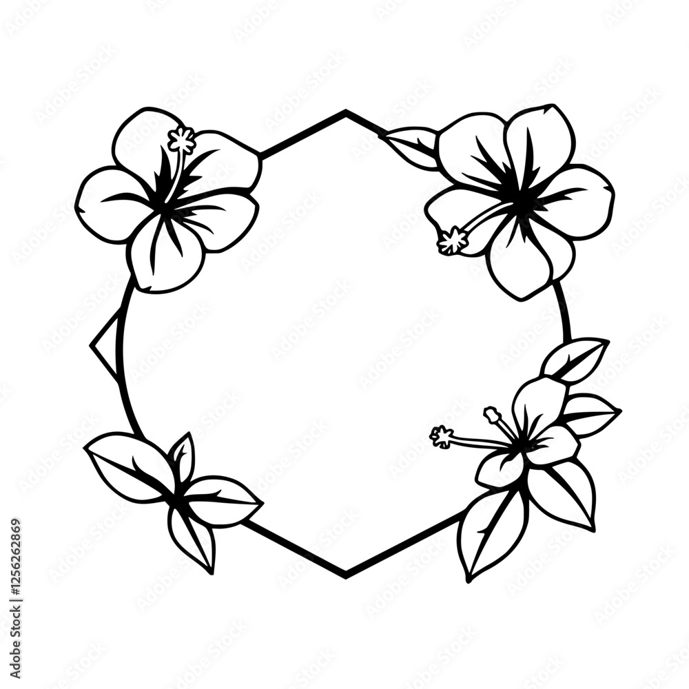 Elegant floral design frame featuring hibiscus. Elegant floral design frame featuring hibiscus.