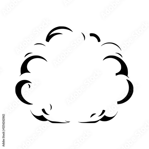 Abstract representation of a speech bubble illustrated with thick black lines on a white background.