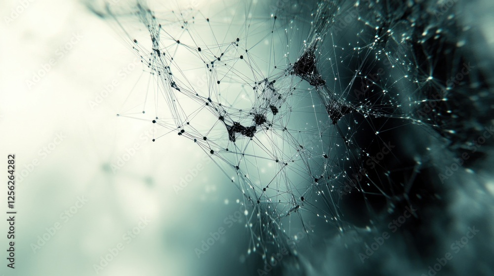 Obraz premium Complex patterns of interconnected lines and nodes create an abstract digital background, suitable for artistic designs or technology concepts