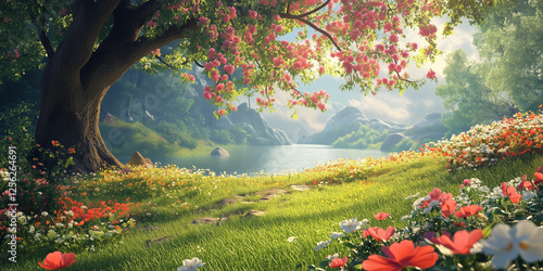 spring landscape with flowers