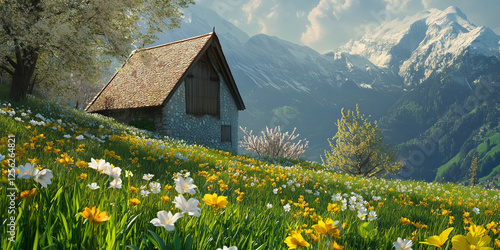 alpine meadow with flowers