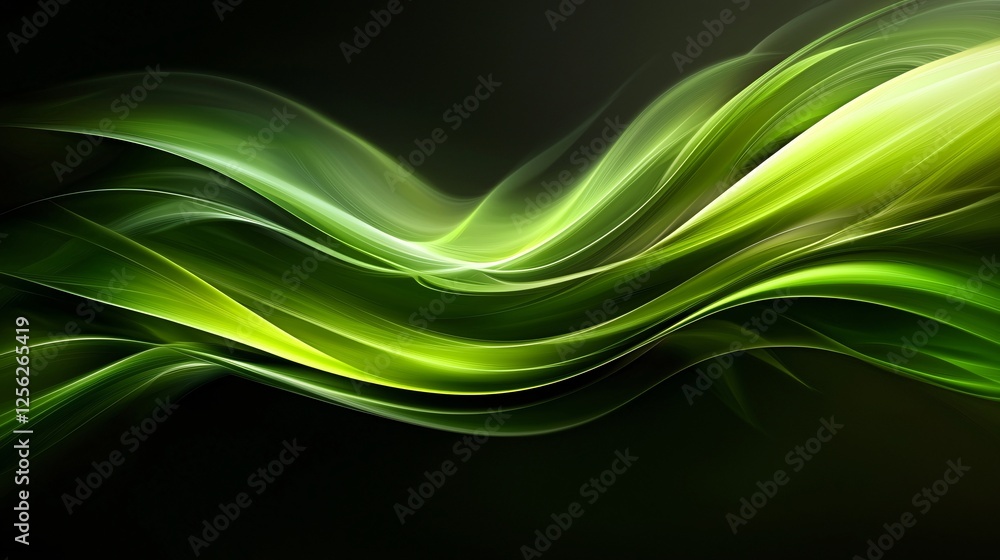 Abstract green wave design, dark background, website header Abstract green wave design, dark background, website header