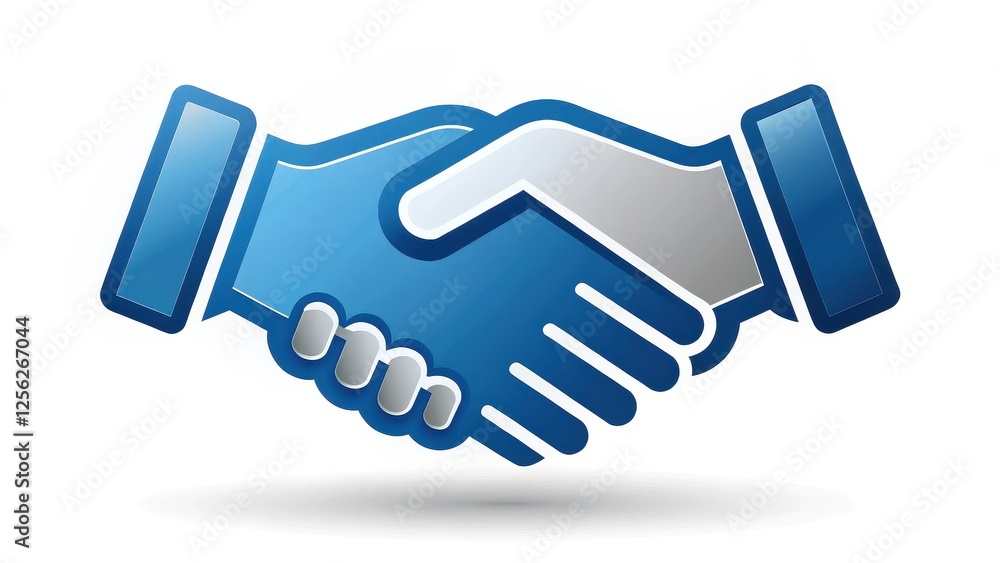 Blue Handshake Icon on White Background Blue Handshake Icon on White Background