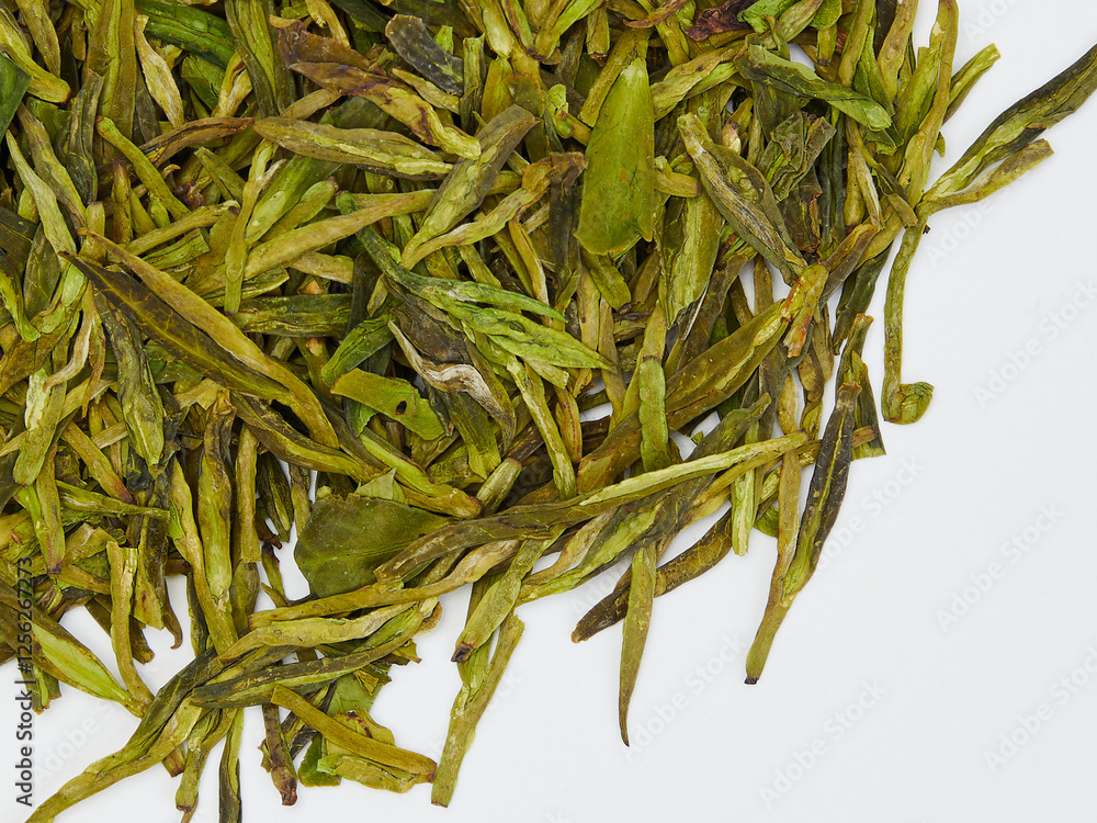 Fototapeta premium dry loose Chinese tea, for ceremonies macro photography on a white background