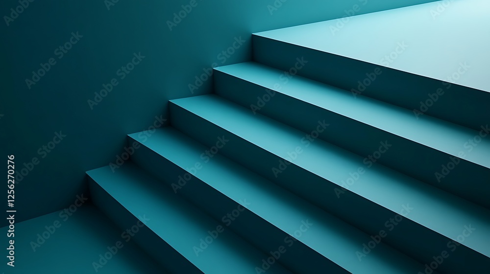 Obraz premium Teal stairs ascend, room backdrop