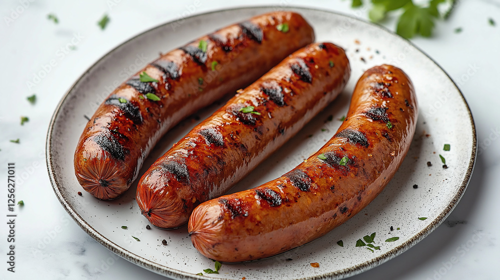 grilled sausages on a plate grilled sausages on a plate
