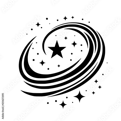 Black-and-White Cosmic Starry Night: A constellation star in a swirling pattern with a starry design.