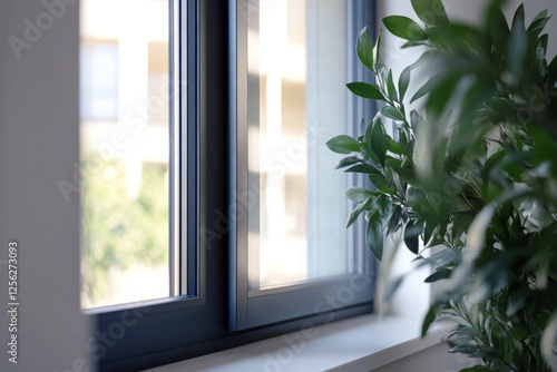 window and plant scene  photo