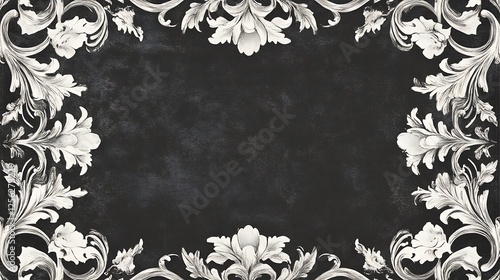 Ornate floral frame, dark background, design, invitation