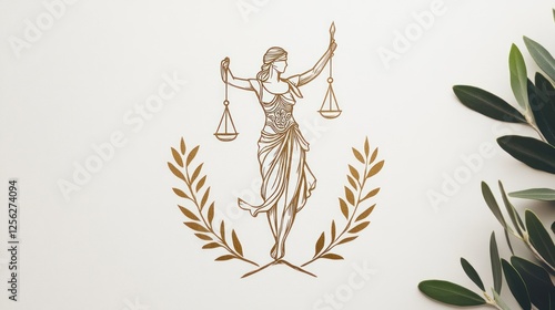 Justice scale, elegant design, simple background, perfect for legal themes photo