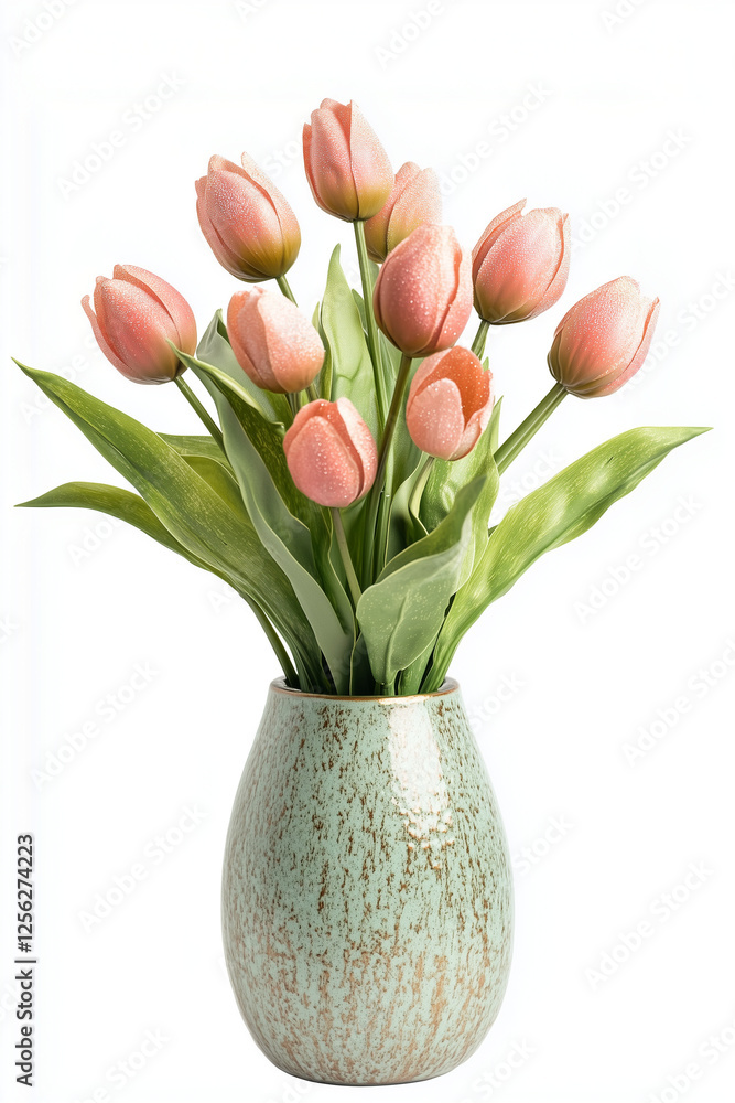 Obraz premium pink tulips in vase