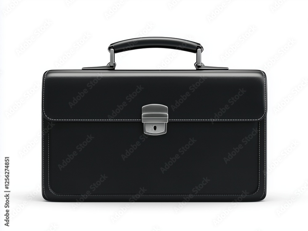 Black briefcase isolated on white background showcasing sleek design and professional appeal for business use Black briefcase isolated on white background showcasing sleek design and professional appeal for business use