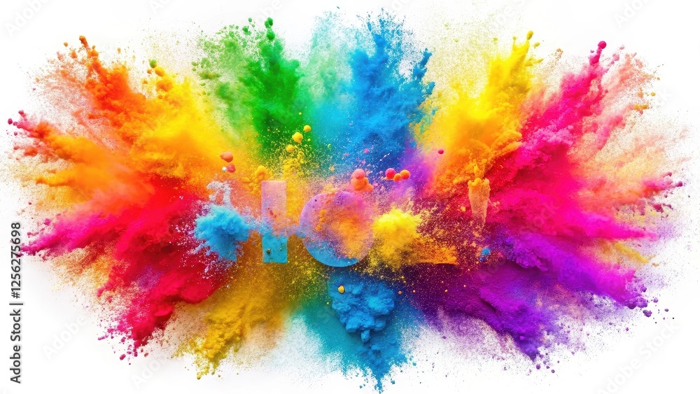 Fototapeta premium Colorful Powder Explosion on White Background
