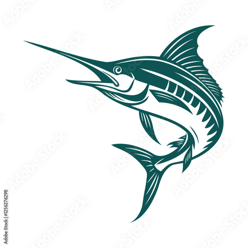 Fish Icon, Stunning Marlin Fish Clipart Illustration Vector Artwork for Fishing T-Shirt, Digital and Print Designs. photo