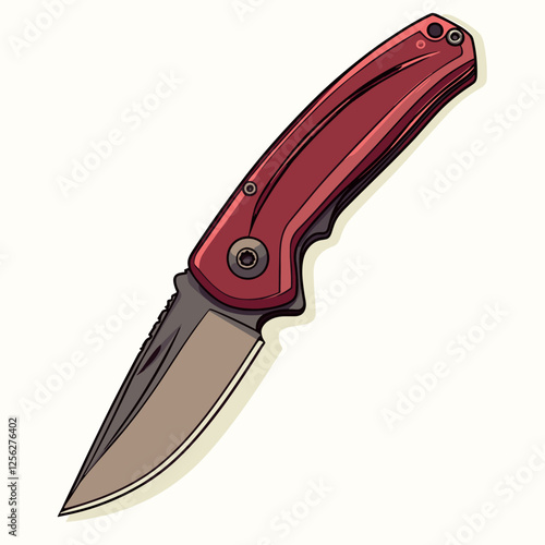 Foldable or folding pocket knife pocketknife flat vector illustration isolated on a white background