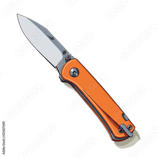 Foldable or folding pocket knife pocketknife flat vector illustration isolated on a white background