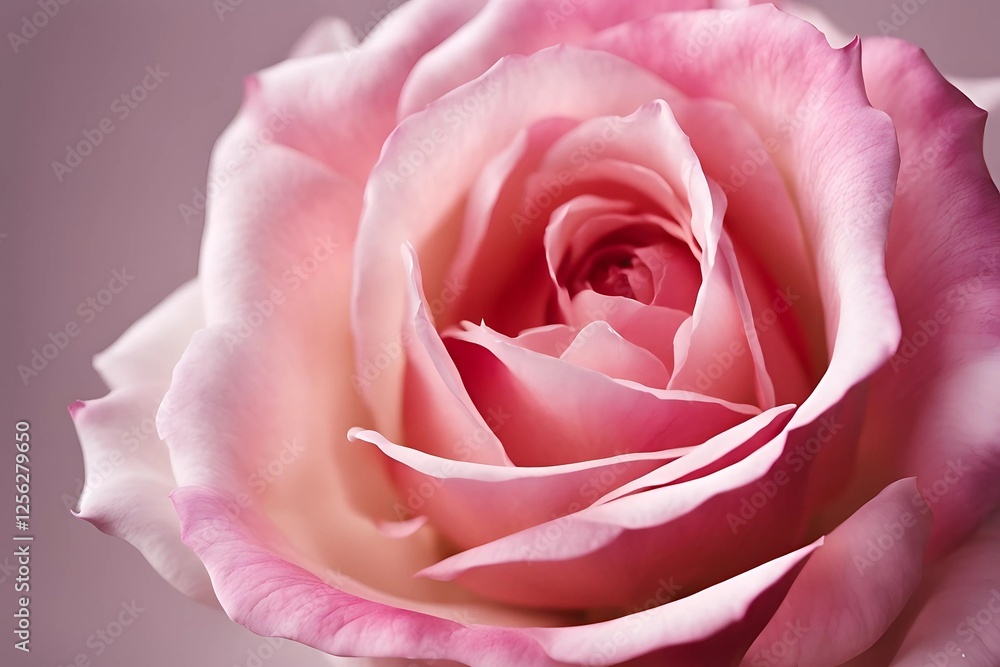 Close-Up View of a Delicately Layered Pink Rose with Shades of Pink Ranging from Light to Darker Hues, Highlighting the Intricate Petal Details Close-Up View of a Delicately Layered Pink Rose with Shades of Pink Ranging from Light to Darker Hues, Highlighting the Intricate Petal Details