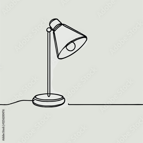 Minimalist One Line Art of a Desk Lamp on Subtle Background