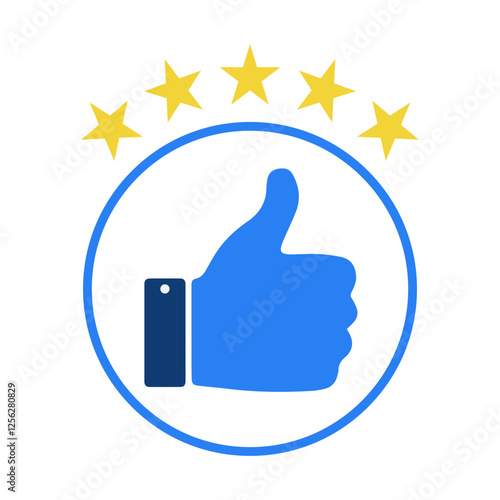 thumb up with 5 stars feedback