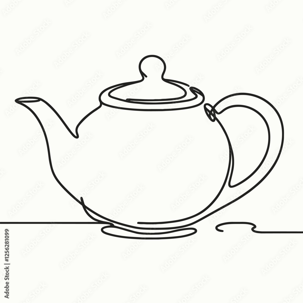 Minimalist Teapot Illustration in One Line Art Style Minimalist Teapot Illustration in One Line Art Style