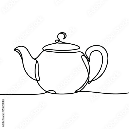 Minimalist One Line Teapot Illustration - Elegant Kitchen Art