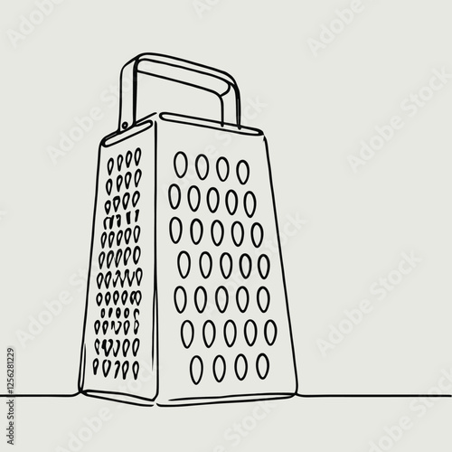 Minimalistic Cheese Grater Line Art Illustration in Black and White