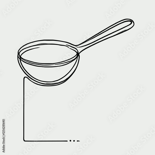 One Line Drawing of a Spoon on Minimalistic Background