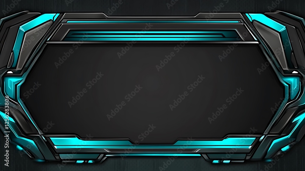 Obraz premium Tech frame, dark background, glowing lines, empty space
