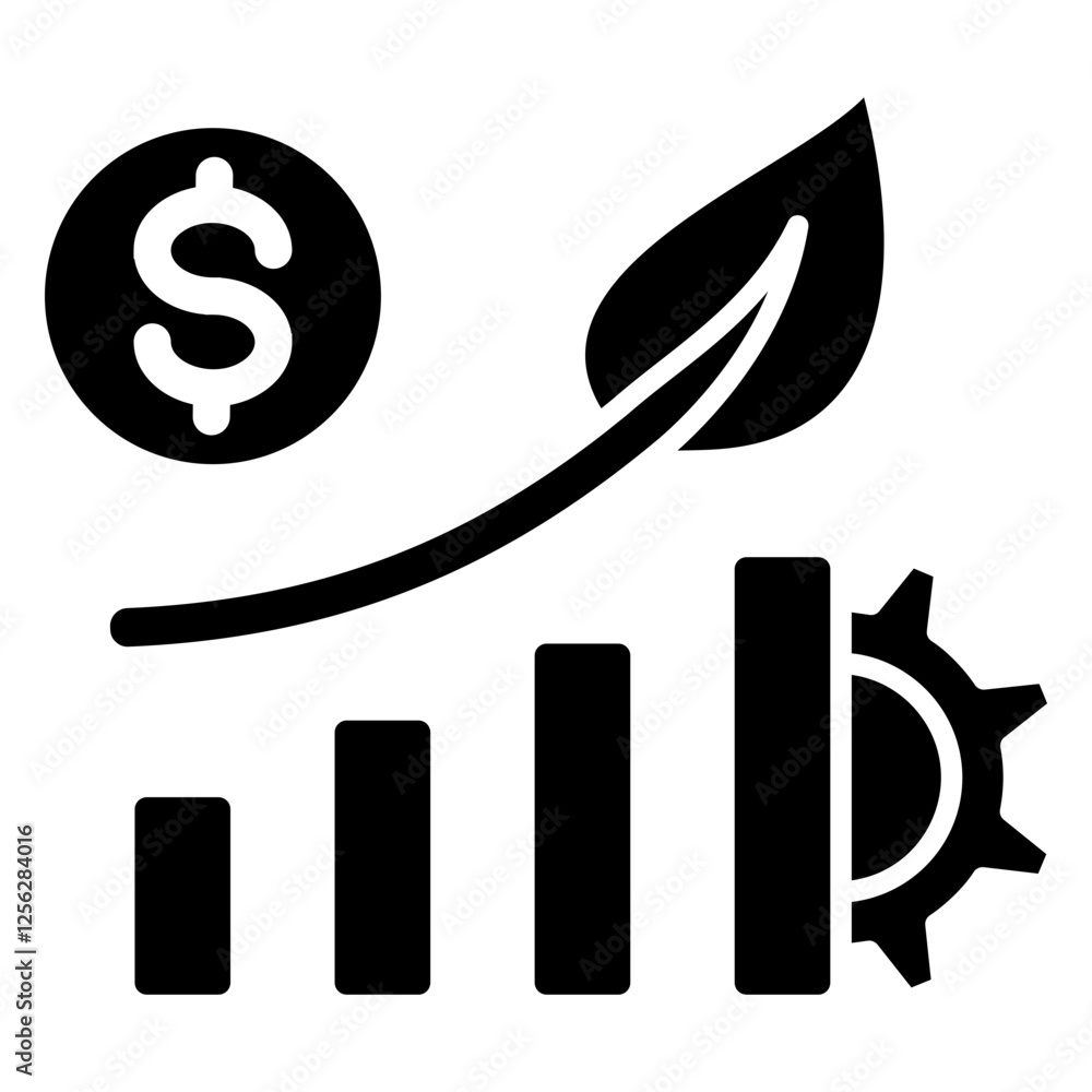 Sustainable Growth Glyph Icon Sustainable Growth Glyph Icon