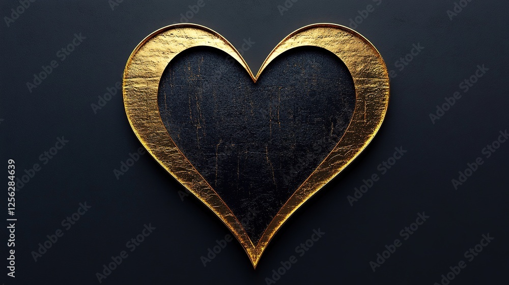 A minimalistic heart symbol outlined in elegant gold foil. A minimalistic heart symbol outlined in elegant gold foil.