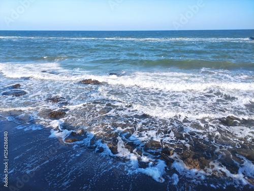 waves on the beach, sunny day on the sea 
