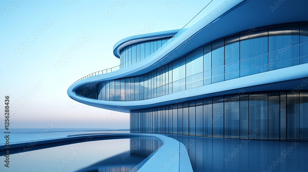 Fototapeta premium A modern, blue office building.