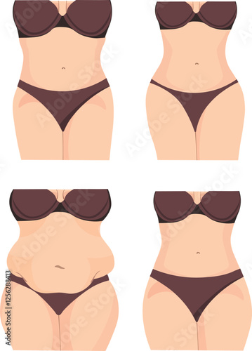 female body set of overweight and slim