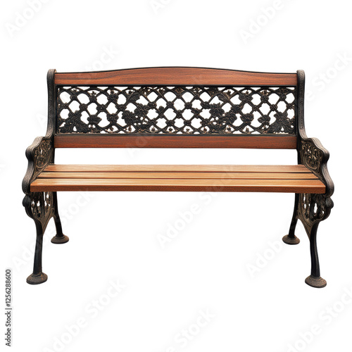Elegant Outdoor Bench with Decorative Metal Backrest