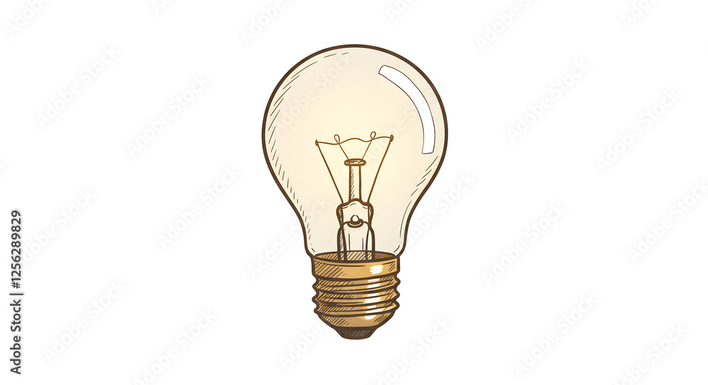 Hand Drawn Light Bulb Sketch on White Background for Ideas Concept. Generative AI Hand Drawn Light Bulb Sketch on White Background for Ideas Concept. Generative AI