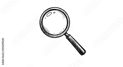 Magnifying Glass Sketch Isolated on White Background For Search Concepts. Generative AI