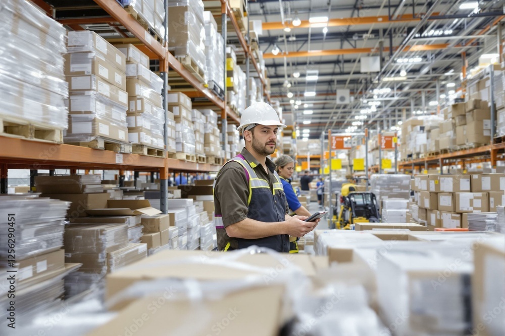 Naklejka premium Efficient Inventory Management in a High-Tech Warehouse