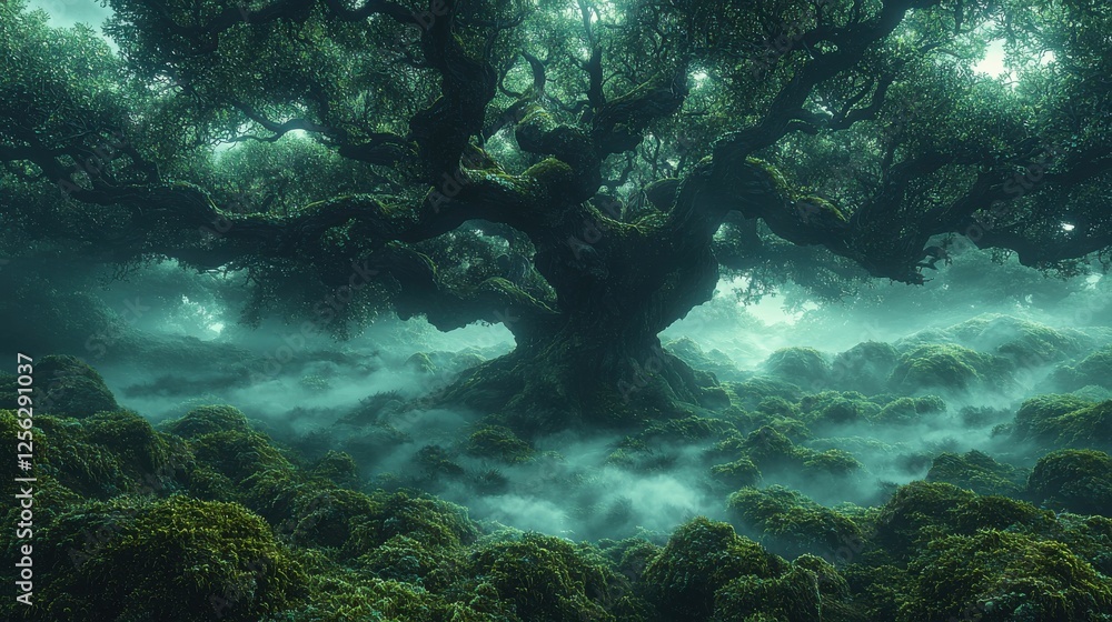 Fototapeta premium Enchanted Forest Landscape - Mystical Green Woods