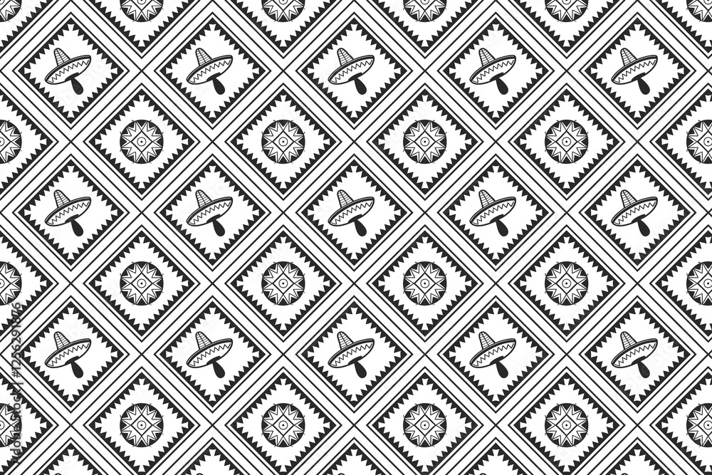Mexican Textile Inspired Geometric Seamless Pattern Vector Illustration Mexican Textile Inspired Geometric Seamless Pattern Vector Illustration