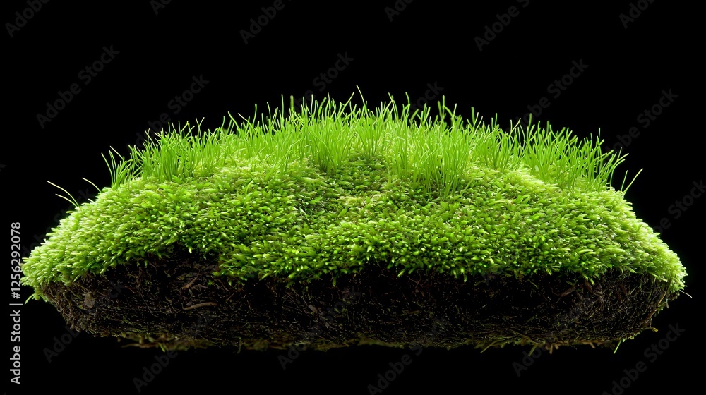 Fototapeta premium Lush green moss clump isolated, nature backdrop