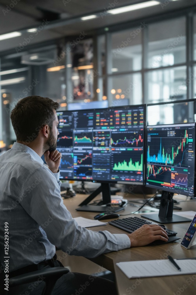 In-depth Analysis of Financial Markets on Innovative Dashboards in a Corporate Workspace In-depth Analysis of Financial Markets on Innovative Dashboards in a Corporate Workspace
