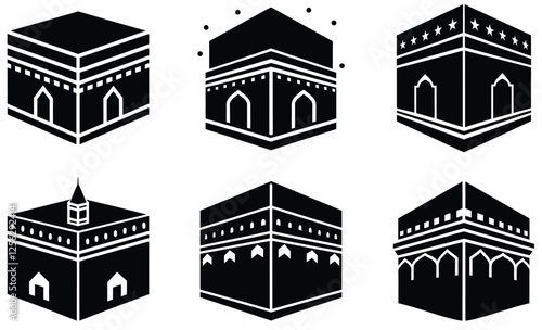 A mosque icon with domes and minarets vector.