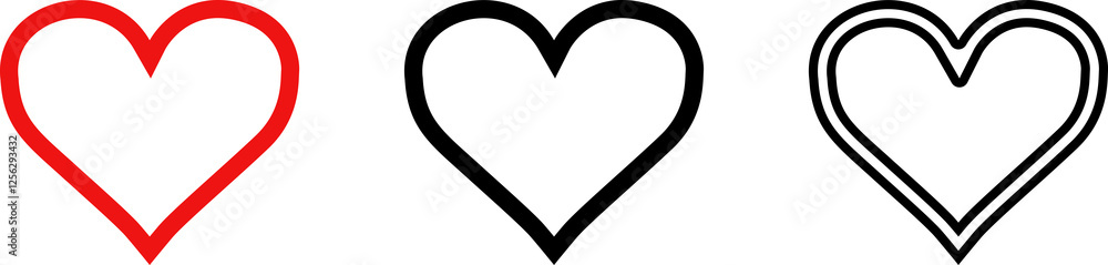 Heart or like icon. Valentines Day. Social network like red heart buttons. Perfect Love symbol. Live stream video chat like. Vector illustaration isolated on white background Heart or like icon. Valentines Day. Social network like red heart buttons. Perfect Love symbol. Live stream video chat like. Vector illustaration isolated on white background