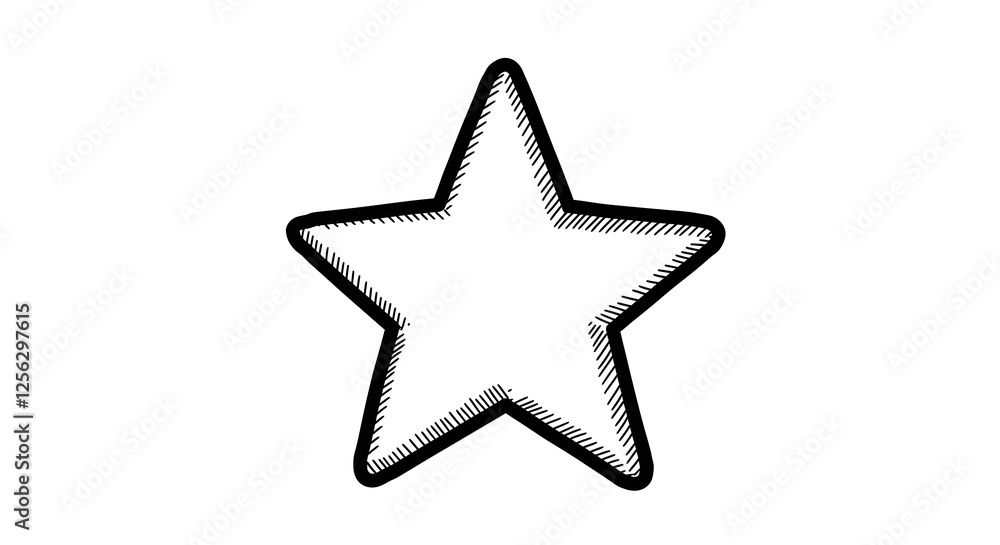 Isolated Five Point Star Illustration with Sketchy Outlines on White. Generative AI Isolated Five Point Star Illustration with Sketchy Outlines on White. Generative AI