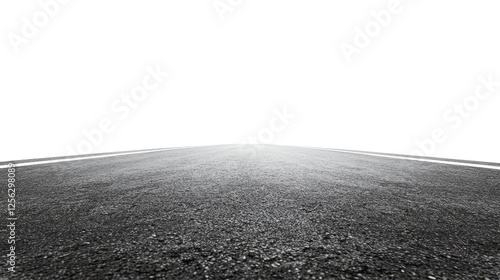 Empty asphalt road isolated on white background