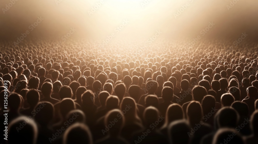Fototapeta premium Massive crowd at a concert, bright stage lights