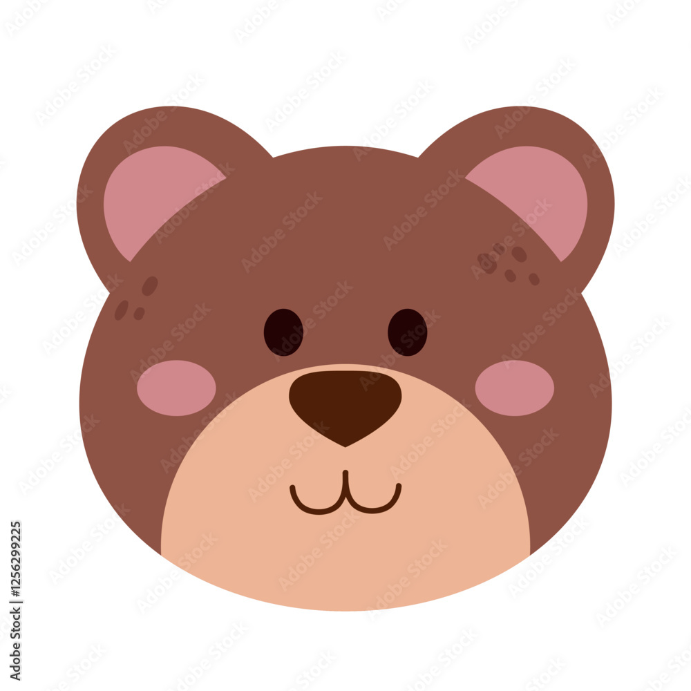 Cute bear portrait. Animal face illustration for kids. Vector isolated on white background Cute bear portrait. Animal face illustration for kids. Vector isolated on white background